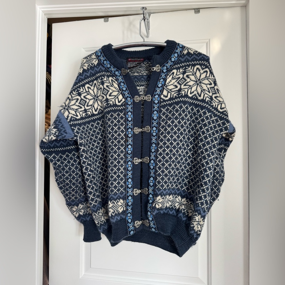 VINTAGE NORWOOL NORWAY WOOLEN SWEATER BLUE/WHITE
